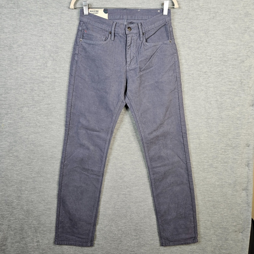 Marine Layer Men's Slim Straight Corduroy Blue Gray Casual Pant Size 30X29